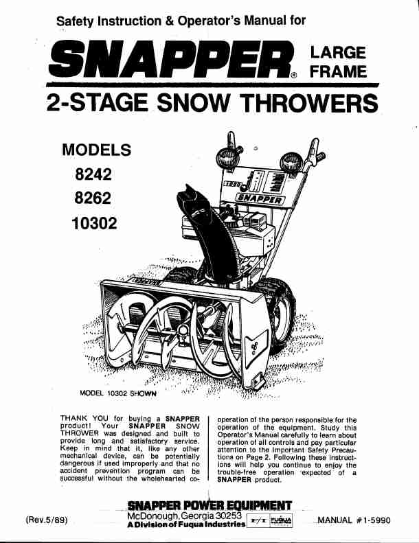 Snapper Snow Blower 10302-page_pdf